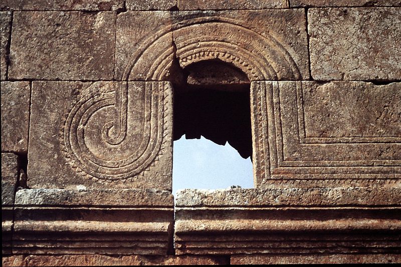 The Church of Saint Simeon Stylites and the 60-foot-tall pillar ...