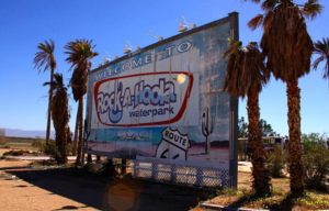 Entrance sign for the Rock-A-Hoola Waterpark