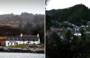 House on the coast of the Isle of Ulva + Aerial view of Welch, West Virginia