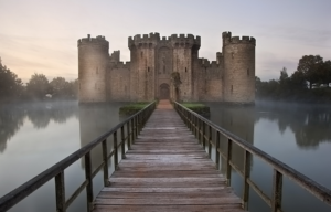 The front of a medieval castle