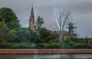 Exterior of Poveglia's Geriatric Hospital + Girl holding out her hand