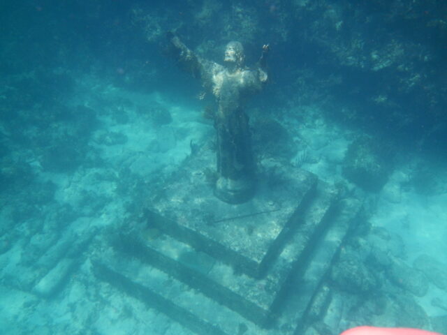 Christ of the Abyss statue on the ocean floor