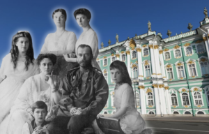 Exterior of the Winter Palace + Portrait of the Romanov family