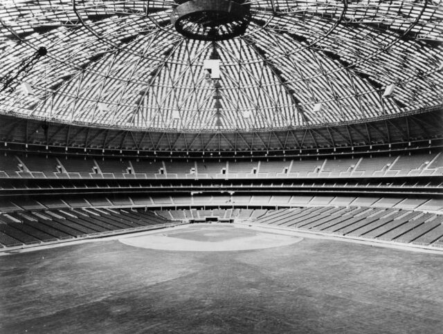 6th April 1965: The inside of the new giant Astrodome Stadium at Houston, Texas. The 32 million dollar structure permits year-round sports under all-weather conditions. (Photo by Alan Band/Fox Photos/Getty Images)