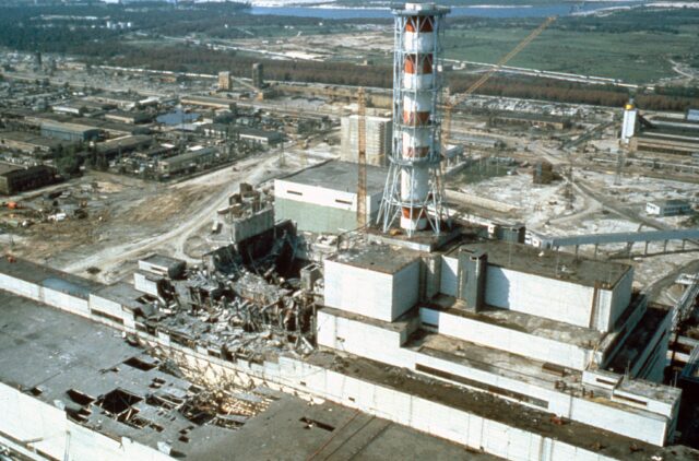 Aerial view of Chernobyl power plant.