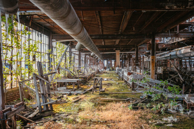 Inside an abandoned factory.