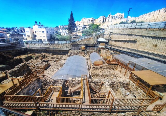 Overhead view of the City of David excavation site