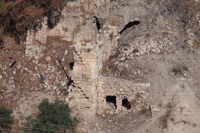 Remains of an ancient house in a cliffside