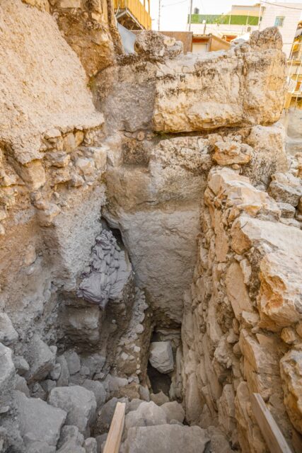 Entrance to the area where the City of David moat was unearthed