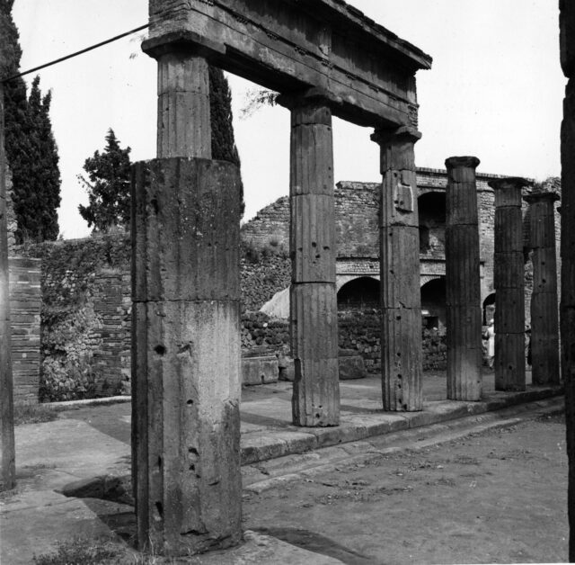 Ancient pillars in a ruins site.