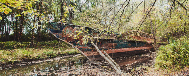 USS Sachem (SP-192) beached at the end of Taylor Creek