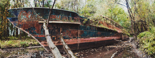 USS Sachem (SP-192) beached at the end of Taylor Creek