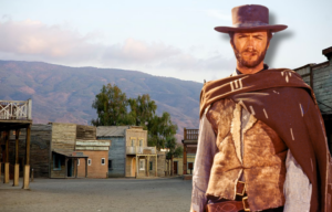 View of Fort Bravo/Texas Hollywood + Clint Eastwood as Blondie in 'The Good, the Bad and the Ugly'