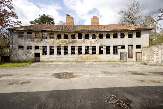 Exterior of a derelict building in the Olympic Village in Estal, Germany