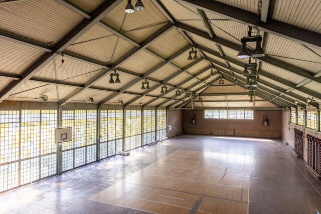 View of the gymnasium in the Olympic Village in Estal, Germany