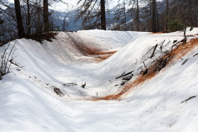 Bobsleigh track covered in snow