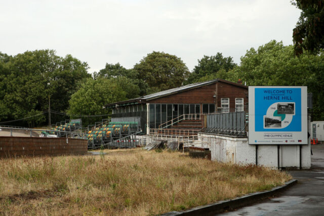 Exterior of the Herne Hill Velodrome in London, United Kingdom