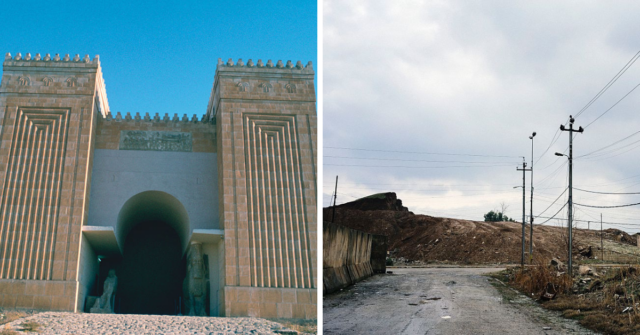 View of the Nergal Gate + Remnants of the Nergal Gate along a roadway