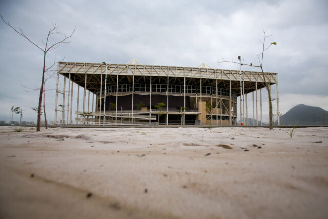 Exterior of the Olympic Aquatics Stadium in Rio de Janeiro, Brazil