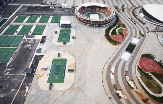 Aerial view of the Olympic Tennis Centre in Rio de Janeiro, Brazil