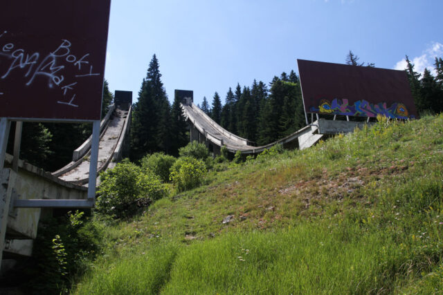 View of the Olympic Jumps in Sarajevo, Bosnia and Herzegovina