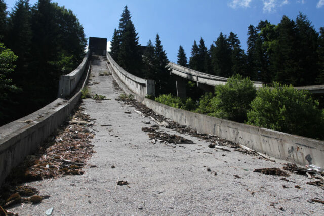 Close-up of the Olympic Jumps in Sarajevo, Bosnia and Herzegovina