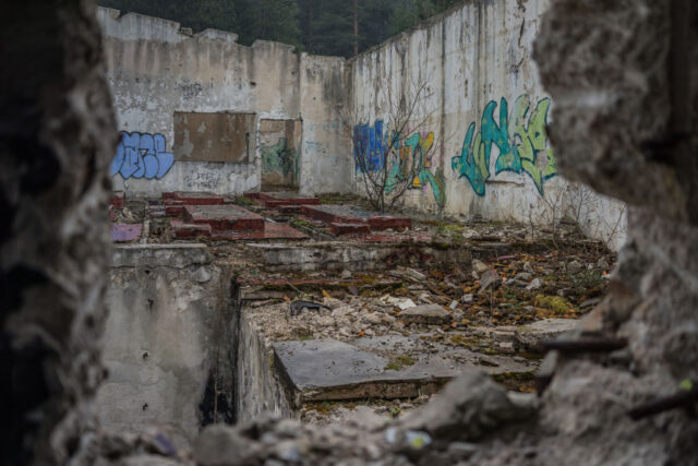 Graffiti on the walls of a derelict building