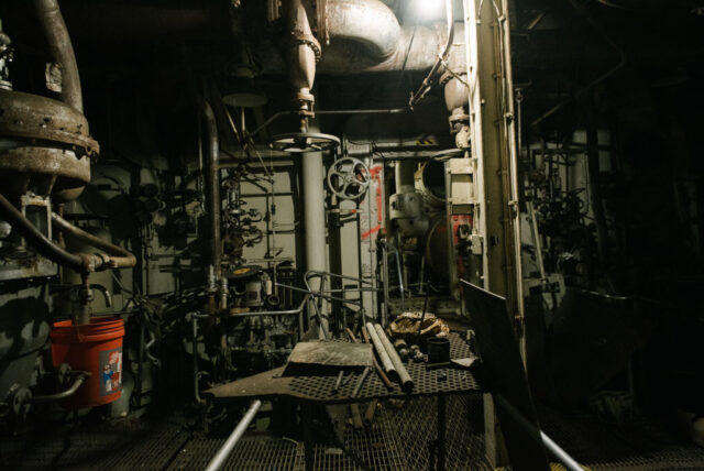 View of the engine room aboard the SS United States