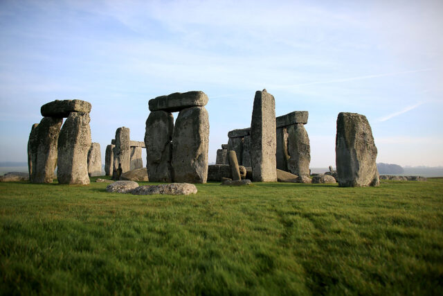 View of Stonehenge at sunset