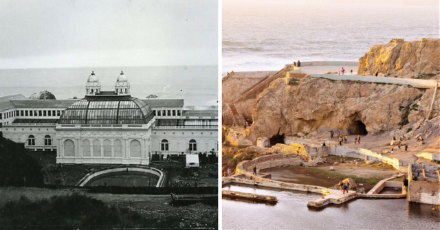 Exterior of the Sutro Baths + Remnants of the Sutro Baths along the San Francisco coastline