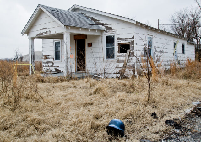 A run-down abandoned home in Picher, Oklahoma.