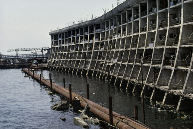 Abandoned structure along the edge of the Caspian Sea