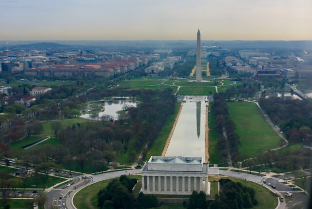 Aerial view of the National Mall in Washington, DC