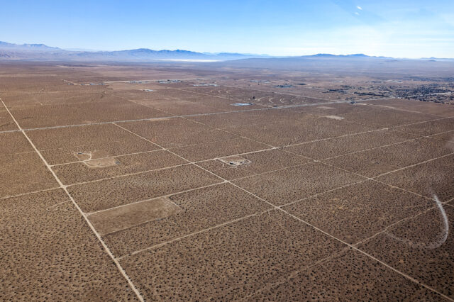 Aerial view of an undeveloped portion of California City, California