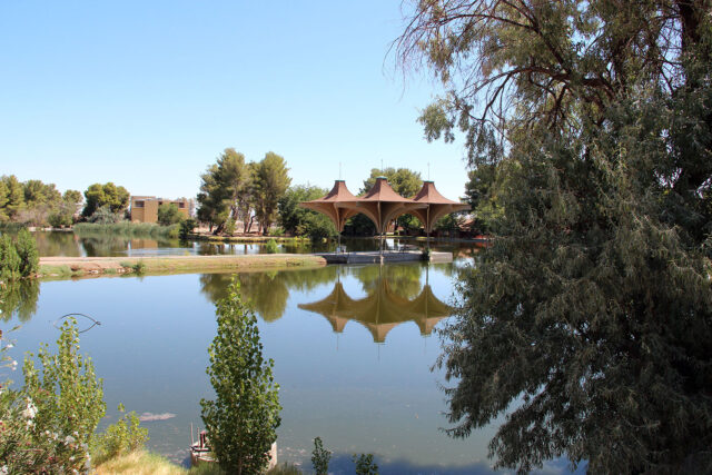 Structure in the middle of a small lake