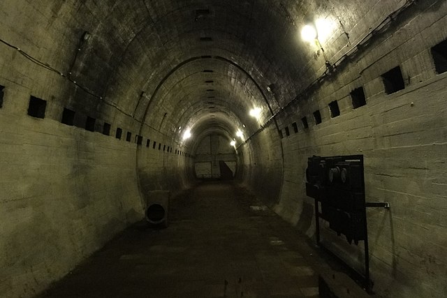 View down a dimly-lit tunnel at the Ostwall Fortifications