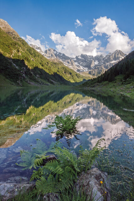 View of a lake beneath the Italian Alps