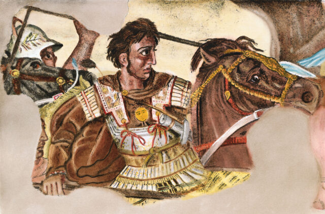 Illustration of Alexander the Great on horseback