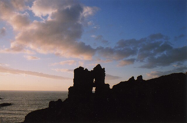 View of Kinbane Castle at dusk