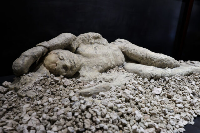 Plaster cast of a victim of Pompeii