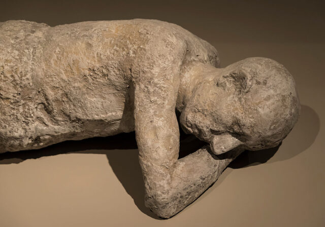 Plaster cast of a victim of Pompeii