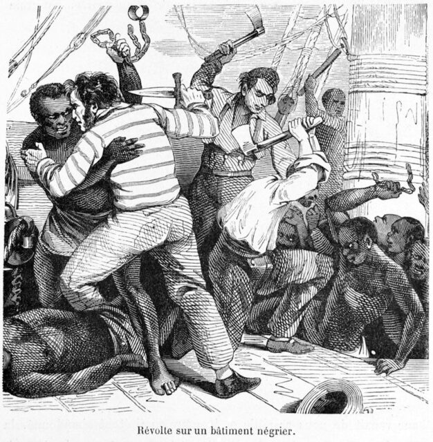 Illustration of a revolt aboard a slave ship