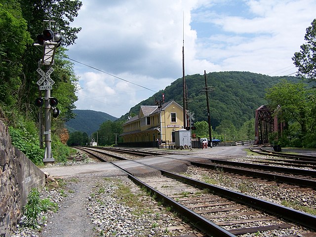 View of the railroad depot in Thurmond, West Virginia