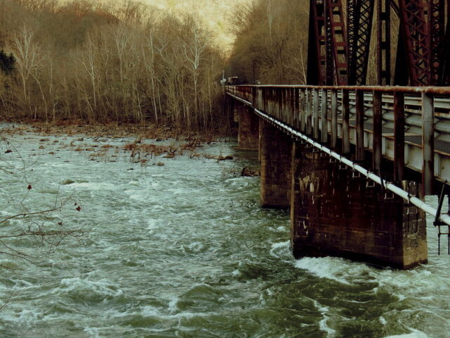 River running under a bridge